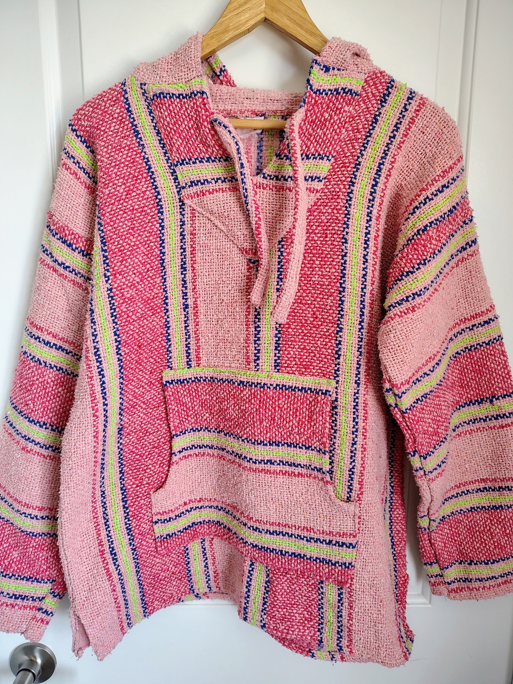 Pink Striped Baja Hoodie Sweater